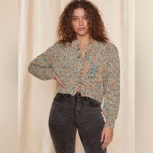 Raga Anthropologie Rainbow Cropped Chunky Knit Cardigan NWT Size 2X